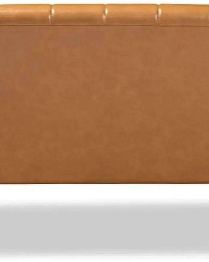 Nikko Tan Faux Leather Loveseat with Walnut Brown Finish - Chic Sofa for Modern Living Rooms