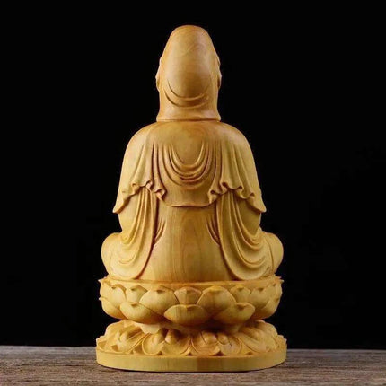 Exquisite Handcrafted Guanyin Bodhisattva Wooden Statue - Tranquil Home and Meditation Decor