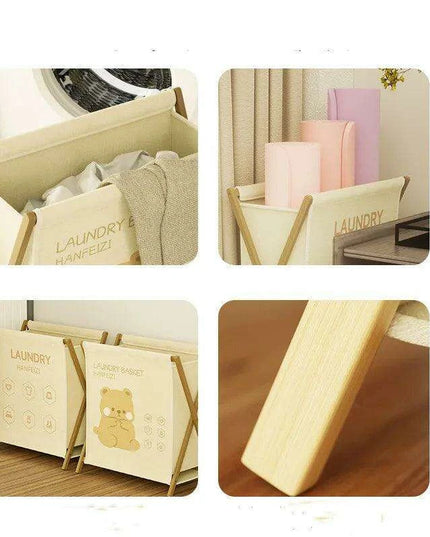 Chic Foldable Laundry Hamper with Lid - Elegant Cotton Linen Organizer for Stylish Home Storage