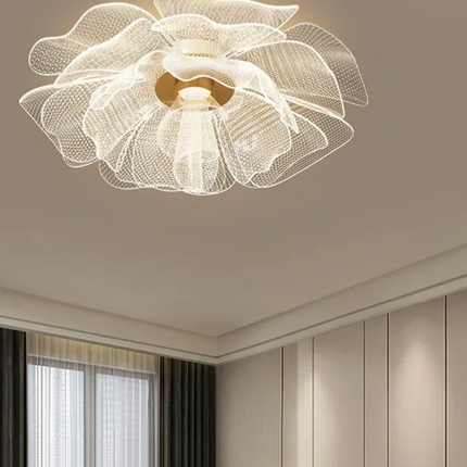 Luxurious LED Flower Ceiling Light — Acrylic, Gold Finish