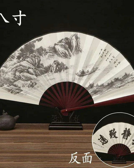 Vintage Silk Folding Fan with Bamboo Handle - Stunning Handheld Accessory for Celebrations and Home Sophistication