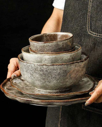 Artisan Hammered Ceramic Dish Set for Sophisticated Dining