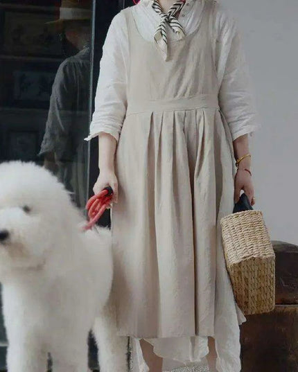 Chic Vintage French Cotton Linen Kitchen Apron