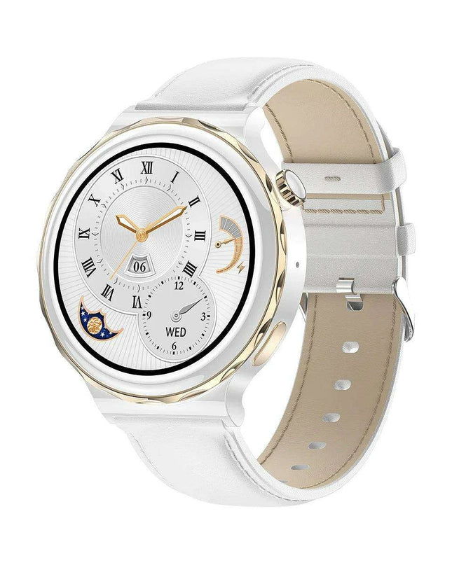 Stylish White Fitness Smartwatch with Comprehensive Health Tracking and NFC Integration