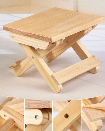 Children's Compact Folding Wooden Step Stool - Perfect for Outdoor Fun and Practical Seating