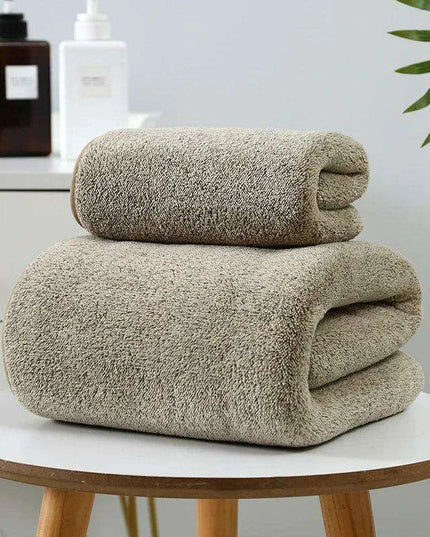 Plush Bamboo Charcoal Coral Velvet Bath Towels - Ultra-Soft, Quick-Drying Microfiber Sets for Adult Relaxation and Home Use
