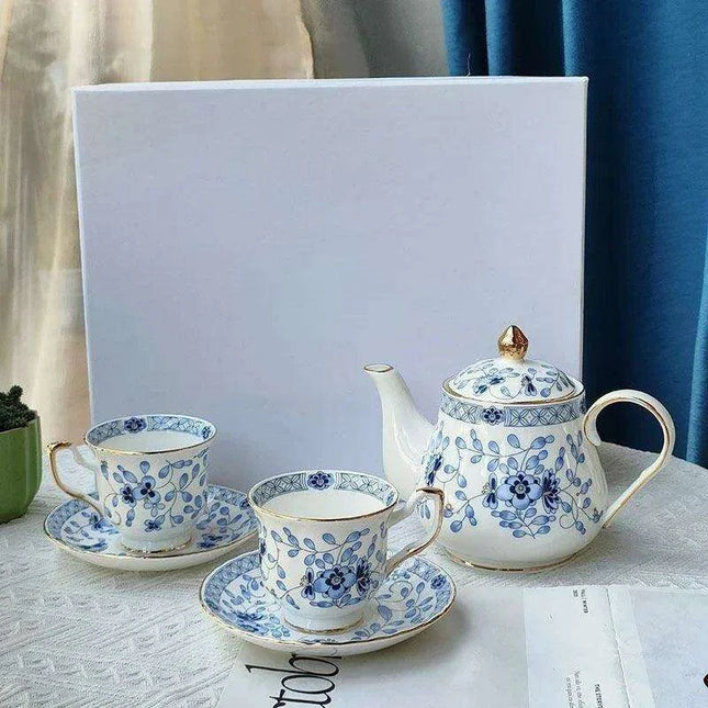 Charming Blue and White Japanese Porcelain Tea and Coffee Set