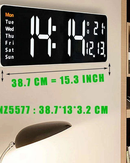 Oversized LED Digital Clock with Temperature, Calendar, and Dual Alarm Features for Modern Home and Office