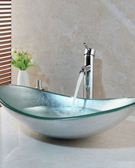 Elegant European Inspired Oval Glass Sink Set for Modern Bathrooms