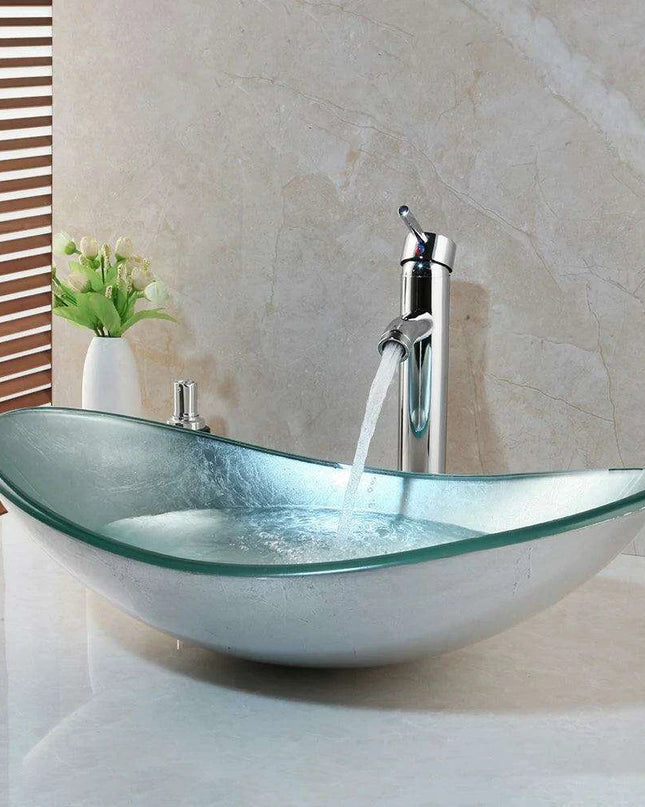 Elegant European Inspired Oval Glass Sink Set for Modern Bathrooms