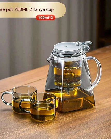 Sophisticated 750ml Glass Teapot Set with Effortless Pouring and Detachable Filter - Includes Matching Cups