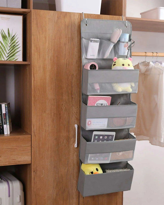 Gray 5-Tier Hanging Shoe and Accessory Organizer
