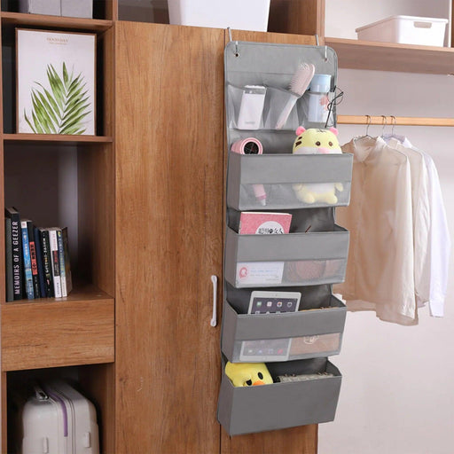 Gray 5-Tier Hanging Shoe and Accessory Organizer