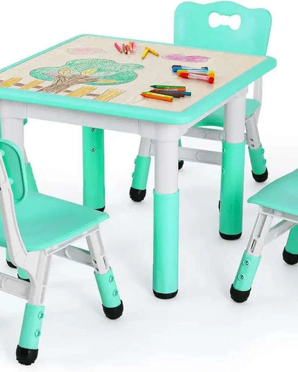Creative Kids Adjustable Table and Chair Set with Interactive Graffiti Surface - Ideal for Ages 2-10