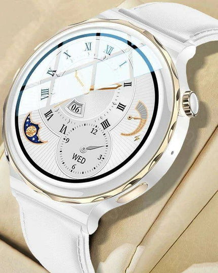 Stylish White Fitness Smartwatch with Comprehensive Health Tracking and NFC Integration