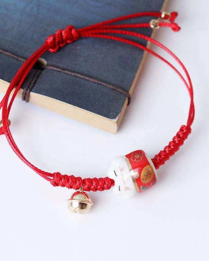 Charming Red Cord Lucky Cat Bracelet - A Thoughtful Gift for Women and Girls