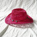 Rose Red Cowboy Straw Hat - Adjustable Wide Brim Sun Hat for All Seasons