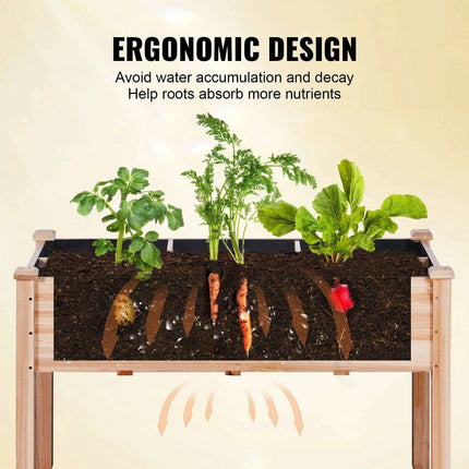 Premium Elevated Fir Wood Garden Planter with Superior Drainage System