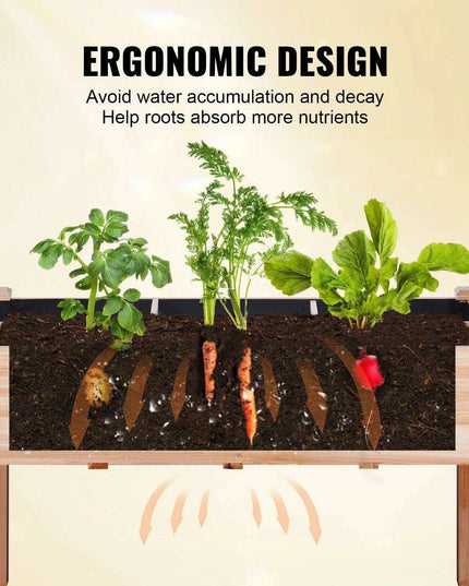 Premium Elevated Fir Wood Garden Planter with Superior Drainage System