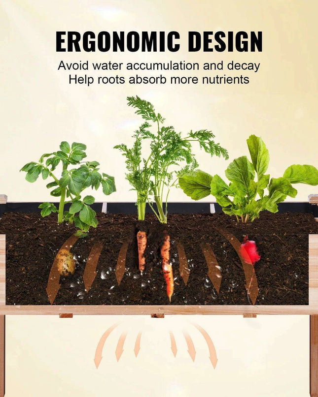 Premium Elevated Fir Wood Garden Planter with Superior Drainage System