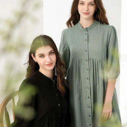 Breezy 3/4 Sleeve Cotton Maxi Dress | Comfortable Summer Gauze Dress with Inner Lining