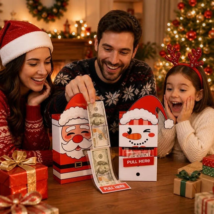 Christmas Money Pull Gift Boxes, Santa & Snowman, Set of 2