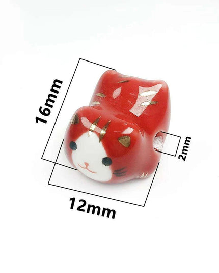 Charming Anime-Inspired Lucky Cat Ceramic Beads for Creative Jewelry Projects - 15x21mm Porcelain Essentials with Vertical Hole