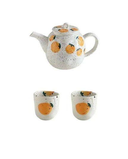 Artisan Japanese Tea Ceremony Set for One - Hand-Painted Teapot and Water Pot Duo