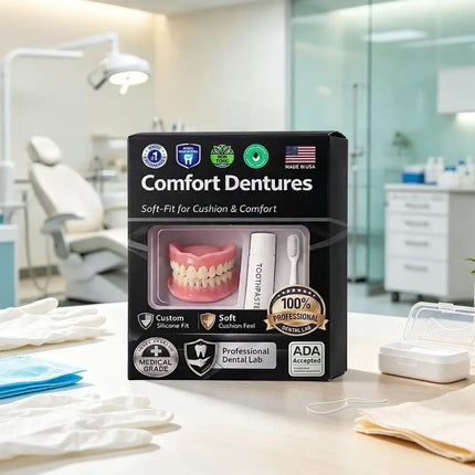 Upper & Lower Silicone Denture Set with Cleaning Kit