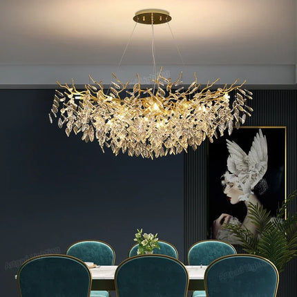 Luxury Gold LED Chandelier — Round & Linear | 6 Sizes | Living Room & Hotel