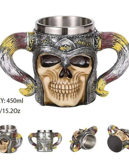 Skull Viking Pirate Tankard: Resin Steel Drinking Vessel & Decor Accent