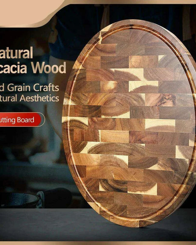 Exquisite End Grain Acacia Wood Cutting Board - Non-Slip Kitchen Chopping Block