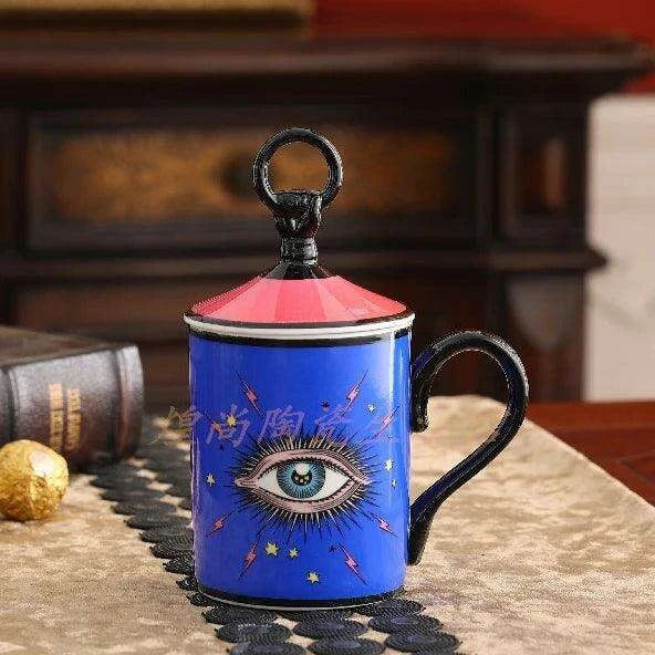 Elegant European Ceramic Mug Set with Lid - A Perfect Gift for Coffee Aficionados