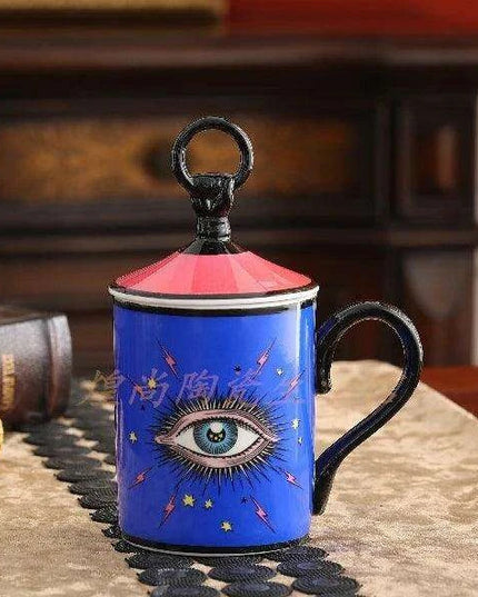 Charming European Ceramic Mug Set with Lid - Elegant Gift Box for a Delightful Drinking Experience