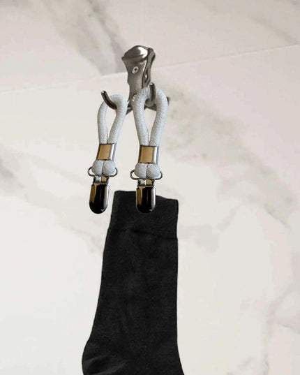 Cotton Braided Towel Holder Set with Sturdy Metal Clips - Elegant Space-Saving Solution for Home and Kitchen