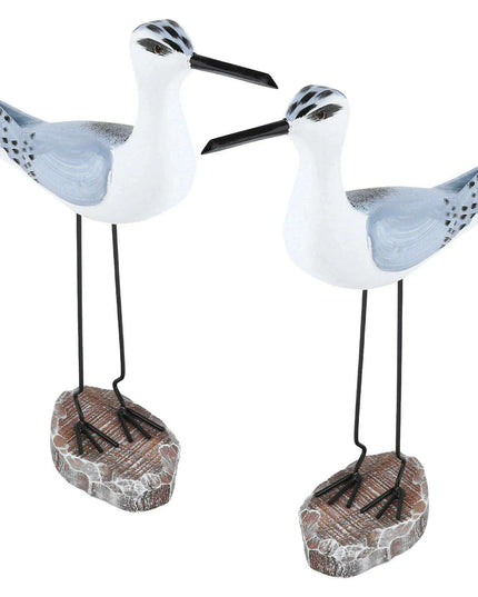 Coastal Bliss Wooden Seabird Figurine Set - Elegant Nautical Accents for Beachy Home Interiors