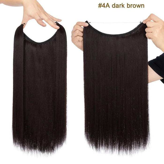 20-Inch Versatile Adjustable Invisible Wire Hair Extensions - Curly and Sleek Options