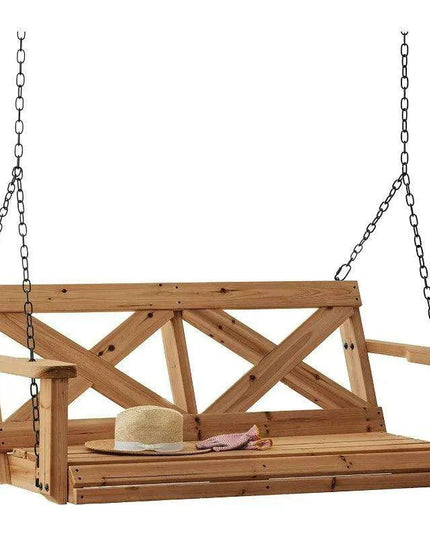 Charming Cedar Farmhouse Double Porch Swing Bench with Durable Weather-Resistant Design and 600 lb Capacity for Ultimate Comfort