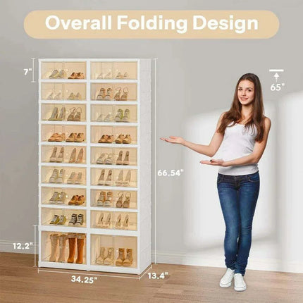 Elegant 9-Tier Shoe Organizer with Clear Front Doors: Stylish Space Saver