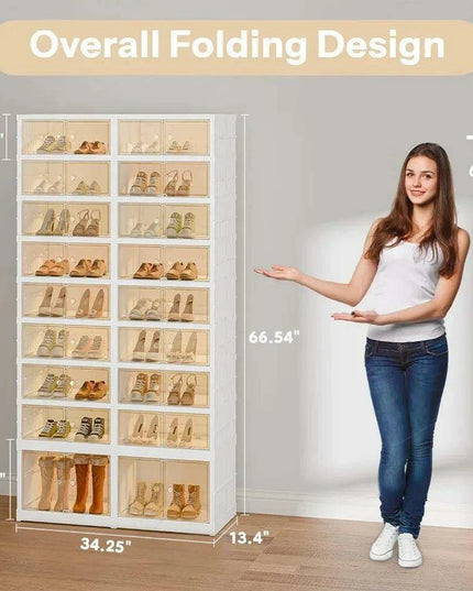Elegant 9-Tier Shoe Organizer with Clear Front Doors: Stylish Space Saver