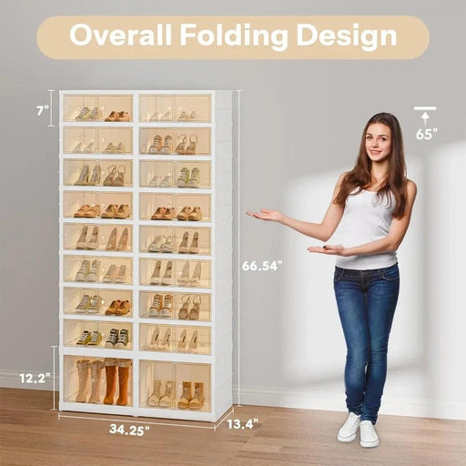 9-Tier Shoe Rack and Closet Organizer with Transparent Doors