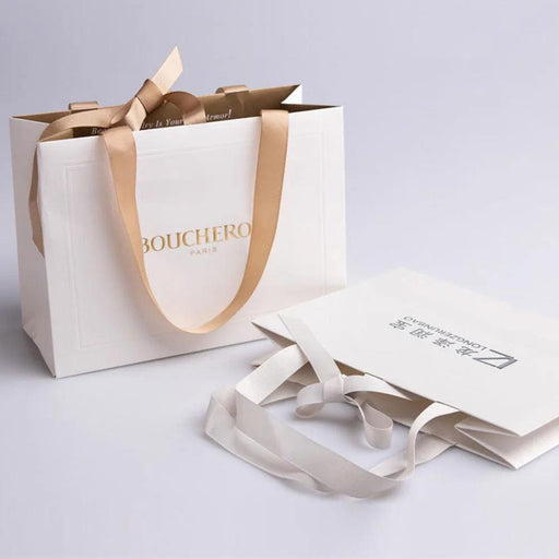 Chic Custom Logo Jewelry Packaging Bags - 500 Pack with Stylish Ribbon Handles