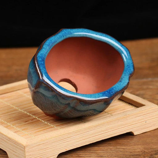 Sleek 7.5*5.7*4cm Ceramic Bonsai Pot - Modern Decorative Planter with Drainage System