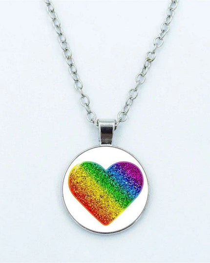 Vibrant Customizable Rainbow Glass Pendant Necklace for Love and Pride Celebration