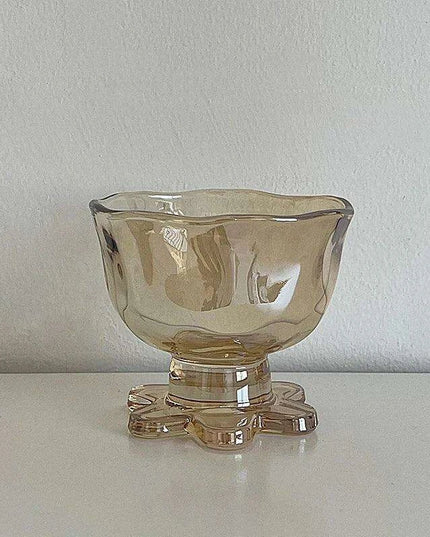 Elegant Floral Glass Dessert Bowl
