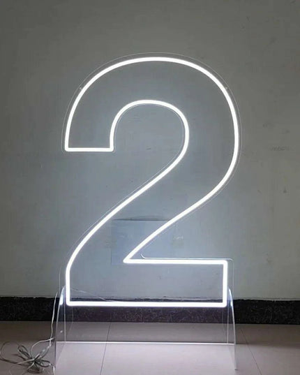 Customizable Neon LED Number Sign Set - Illuminated Decor for Events and Home