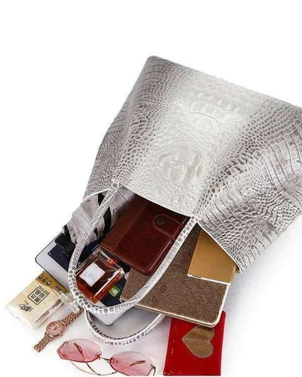 Luxurious Crocodile Pattern Leather Handbag for Stylish Women