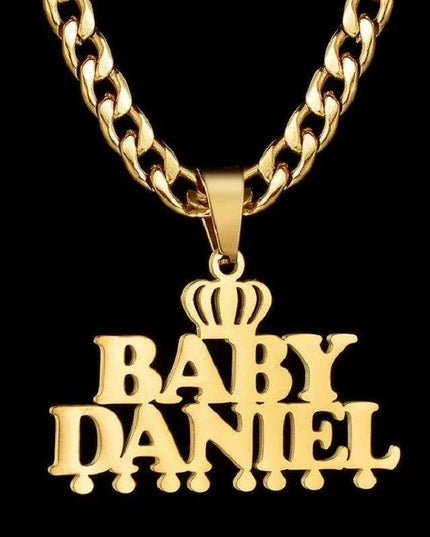 Personalized Unisex Stainless Steel Name Necklace with Chunky Chain