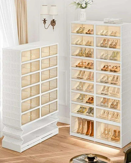 Elegant 9-Tier Shoe Organizer with Clear Front Doors: Stylish Space Saver