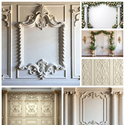 Retro European Palace Photography Backdrop – 13 Designs, Vinyl & Polyester